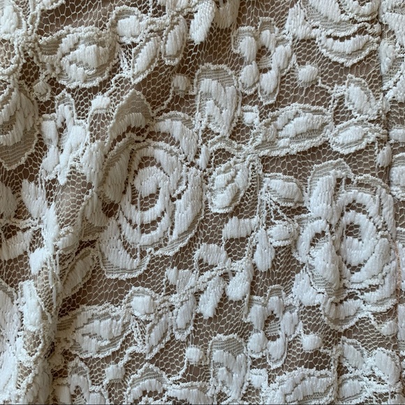 R&M Richards White w/ Tan Lining cocktail dress size Floral Lace Tie Belt Sz 12 - Picture 9 of 14